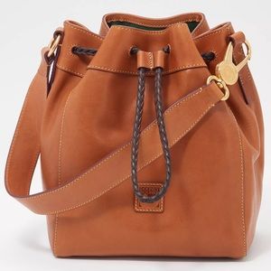 Dooney & Bourke Brown Florentine Leather Hattie Drawstring Bag/Purse